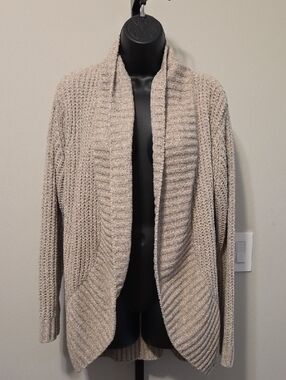 Open-Front Women's Cardigan Sweater in Light Taupe